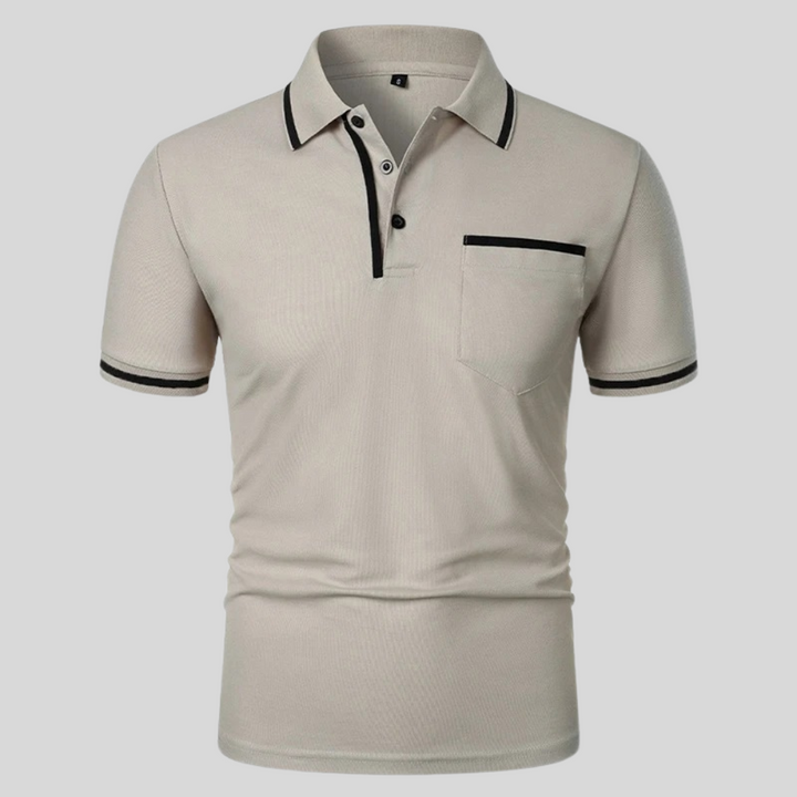 Heren polo met korte mouwen en borstzak, ideaal voor zomerse dagen. Casual en comfortabel poloshirt.