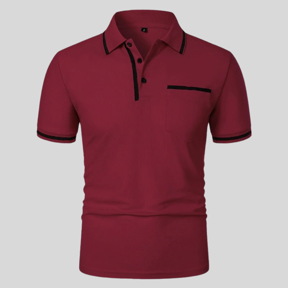 Zomerse herenpolo met korte mouwen en borstzak. Comfortabel en stijlvol poloshirt voor warm weer.