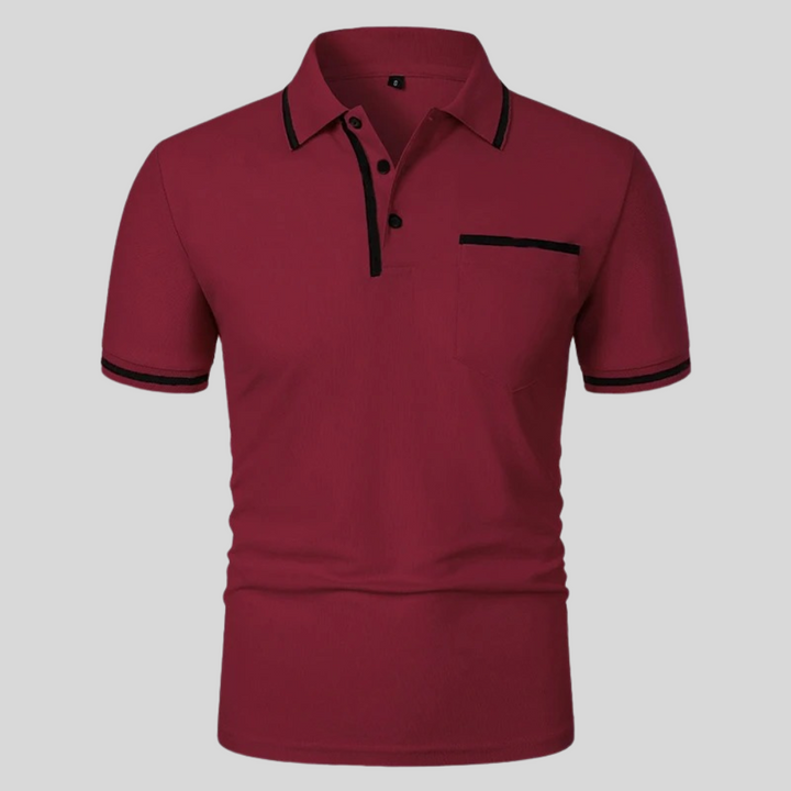 Zomerse herenpolo met korte mouwen en borstzak. Comfortabel en stijlvol poloshirt voor warm weer.