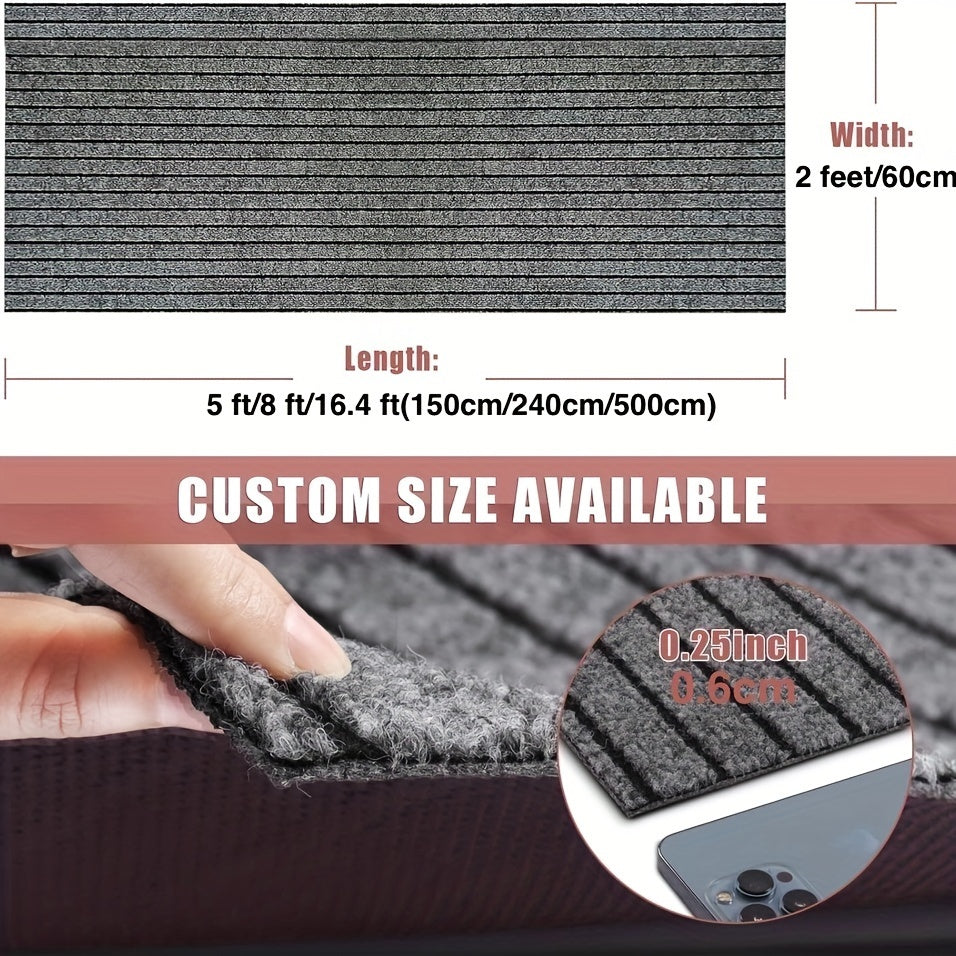 Hygiënische wasbare halmat met antislip functie, strepen design, duurzaam polyester vloerkleed.