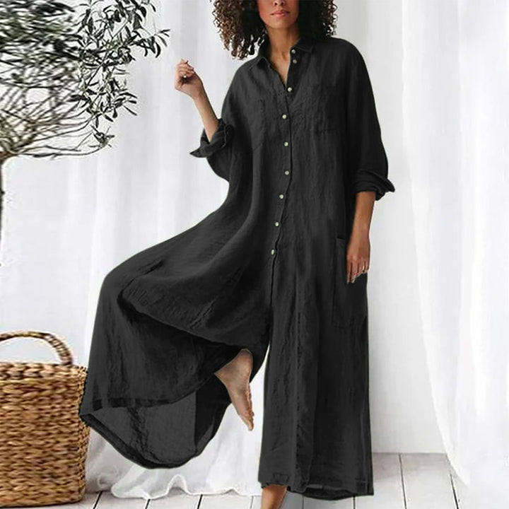 Veelzijdige dames overhemdjurk met knoopsluiting. Lange maxi jurk, ideaal voor casual en stijlvolle looks.