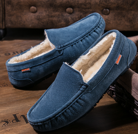 Zachte warme heren pantoffels Joris, perfecte moccasin slippers voor comfortabele avonden thuis.