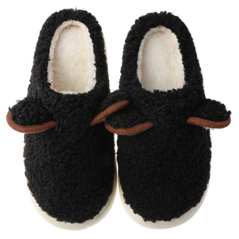 Modieuze warme pantoffels voor dames, voorzien van zachte schaapvoering en plateauzool.
