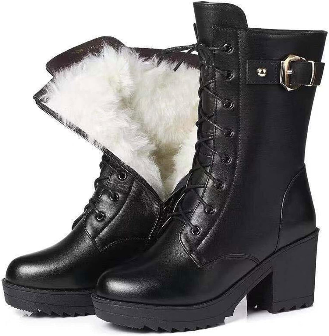 Zwarte Cassidy dames winterlaarzen, warm & modieus, perfect voor koude dagen. Comfortabele haklaarzen.