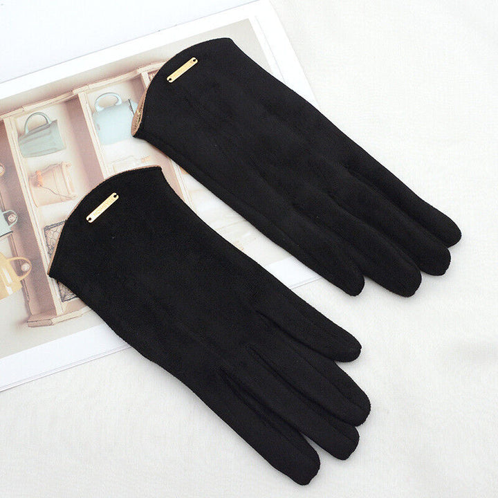 Luxe suède winterhandschoenen voor dames, gevoerd met kasjmier voor extra warmte.