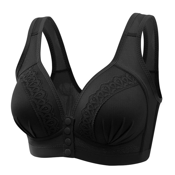 Dames push-up bh met comfortabele voorsluiting en handige drukknopen, ideaal voor dagelijks gebruik.