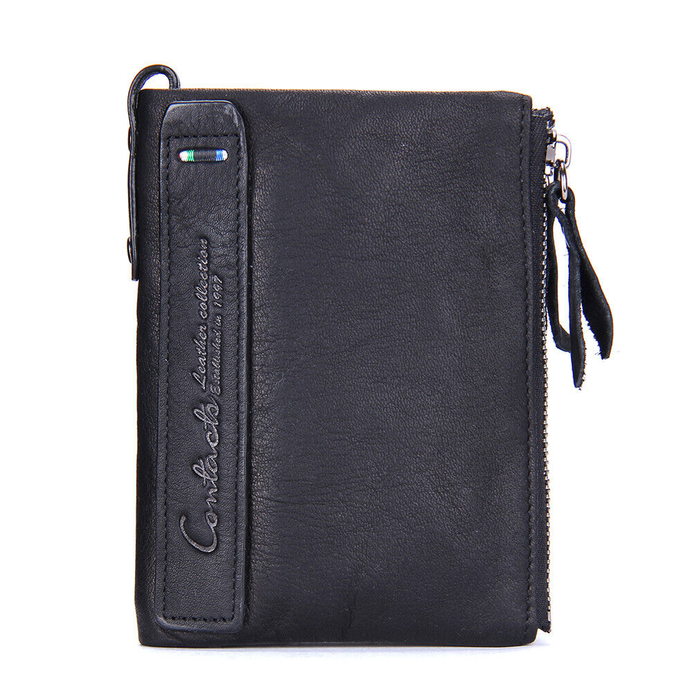 Compacte leren damesportemonnee met dubbele rits in elegant grijs, perfecte accessoire.