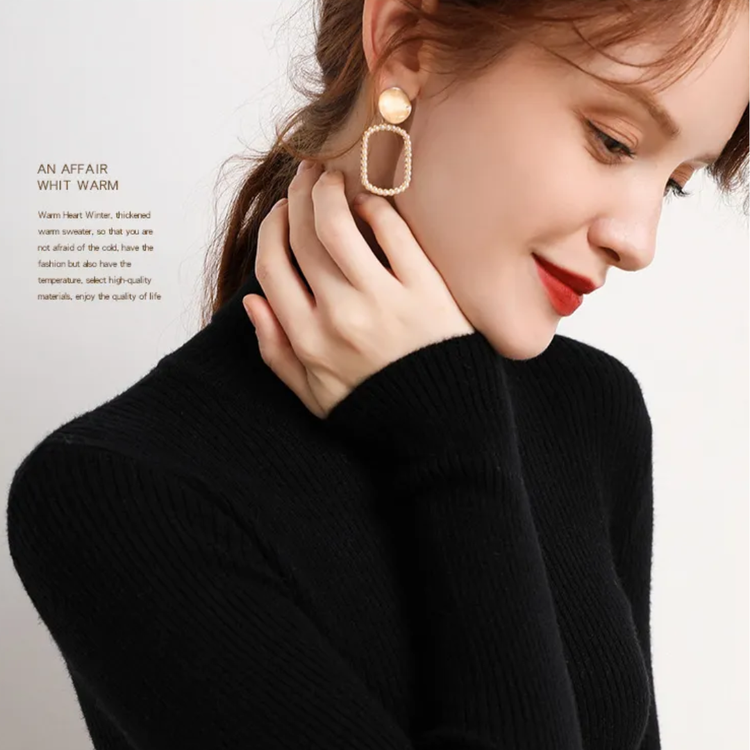 Stijlvolle dames trui met col, kasjmierlook, effen, voor een chique look.