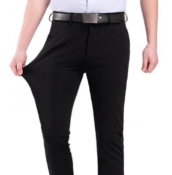 Heren stretch casual broek in zwart, ultiem comfort en stijl voor dagelijks en zakelijk gebruik.