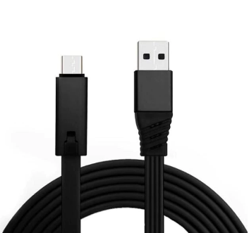Flexibele zelfherstellende oplaadkabel voor smartphones, universele USB-C, Micro USB, Lightning compatibiliteit.