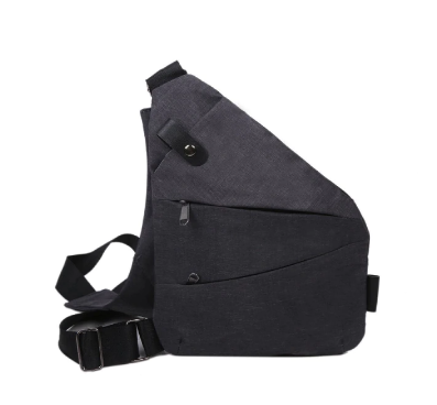 Heren flex tas met schouderband in het zwart, slank en multifunctioneel design.