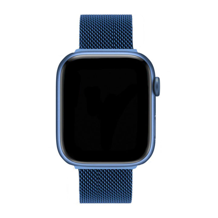 Moderne RVS Milanese Apple Watch armband, flexibel en volledig verstelbaar voor perfecte pasvorm.
