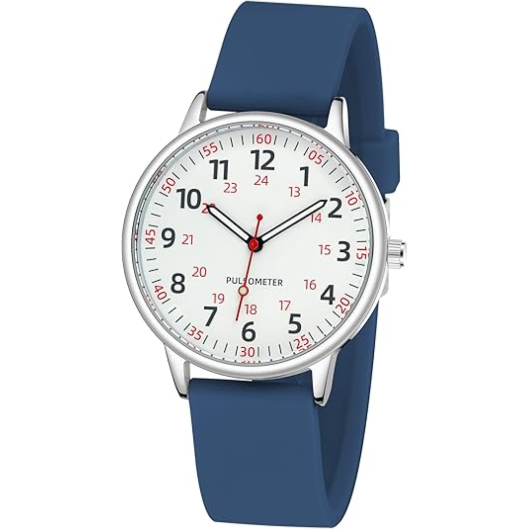 Professioneel waterdicht horloge voor dames in de zorg, met siliconen en precieze tijd.
