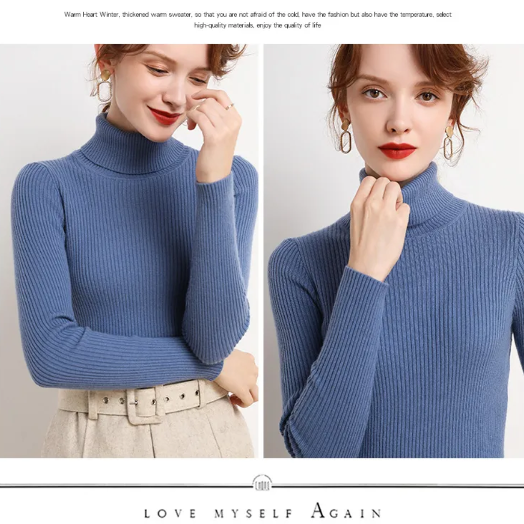 Comfortabele dames coltrui, kasjmierlook, lange mouwen, ideaal voor dagelijks gebruik.