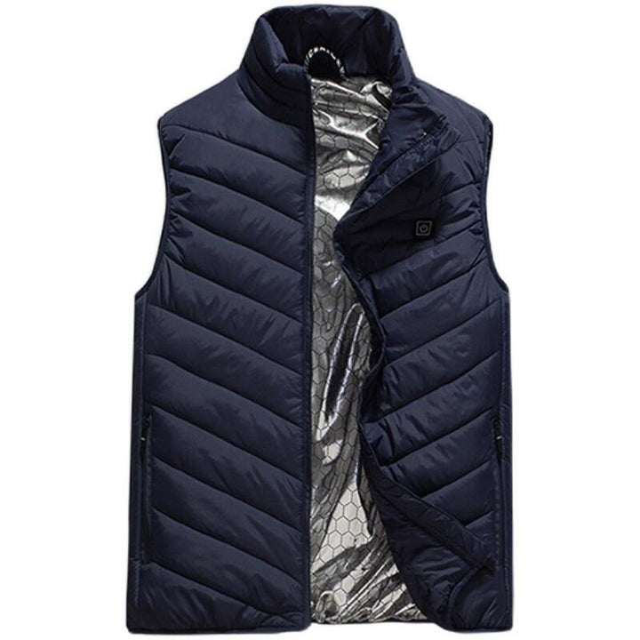 Stijlvol verwarmd vest voor mannen, USB oplaadbaar voor constante warmte tijdens diverse buitenactiviteiten.