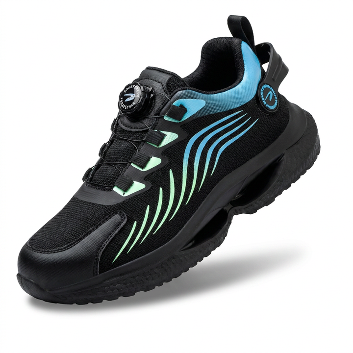 Flexibele zool van de unisex veiligheidssneakers, biedt bewegingsvrijheid en ondersteuning.