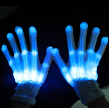 Kinder LED neon handschoenen met fel licht voor feesten en dansen. Glow in the dark.