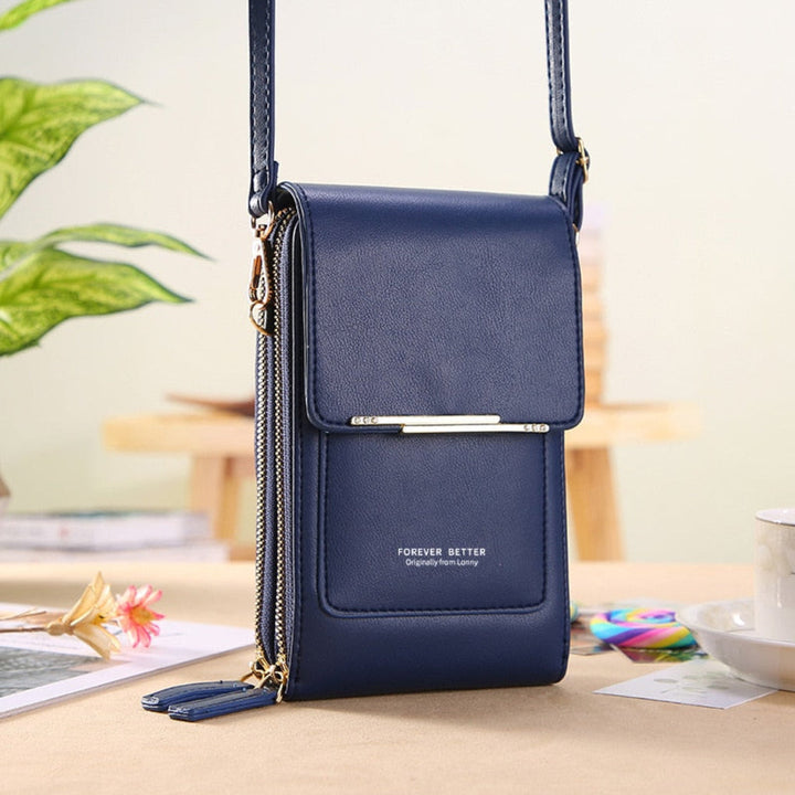 Modieuze vrouwen tas met verstelbare schouderband, te dragen als crossbody of handtas, met telefoonvenster.