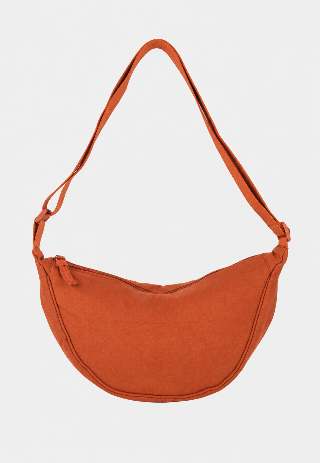 Stijlvolle dames halvemaan tas van nylon, geschikt als schoudertas of crossbody met verstelbare riem.