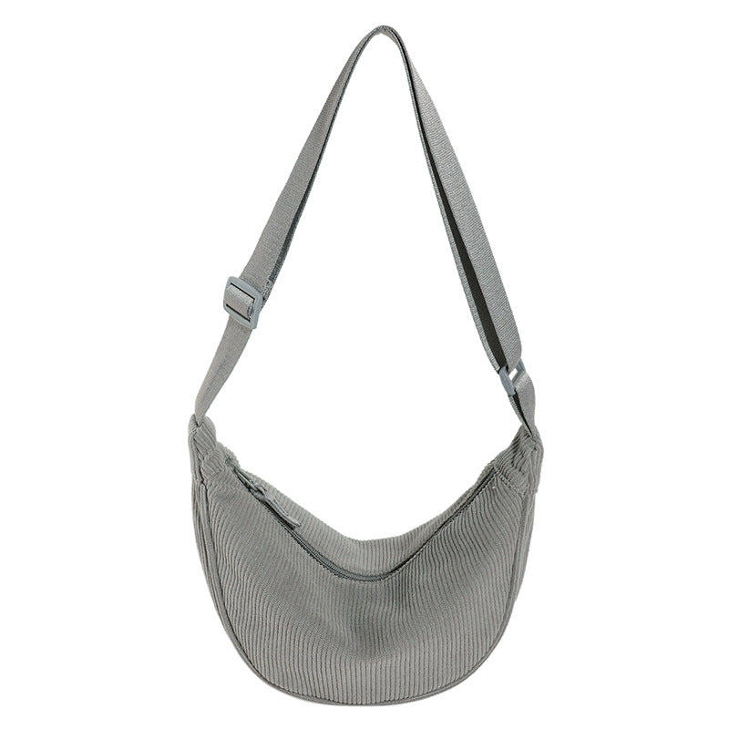 Mooie dames tas: geribbelde halve maan schoudertas, elegant accessoire voor dagelijks gebruik.