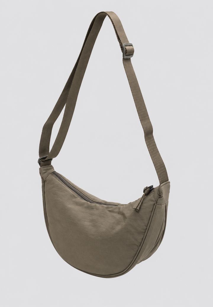 Elegante halvemaan nylon tas, dames schoudertas met verstelbare draagriem.