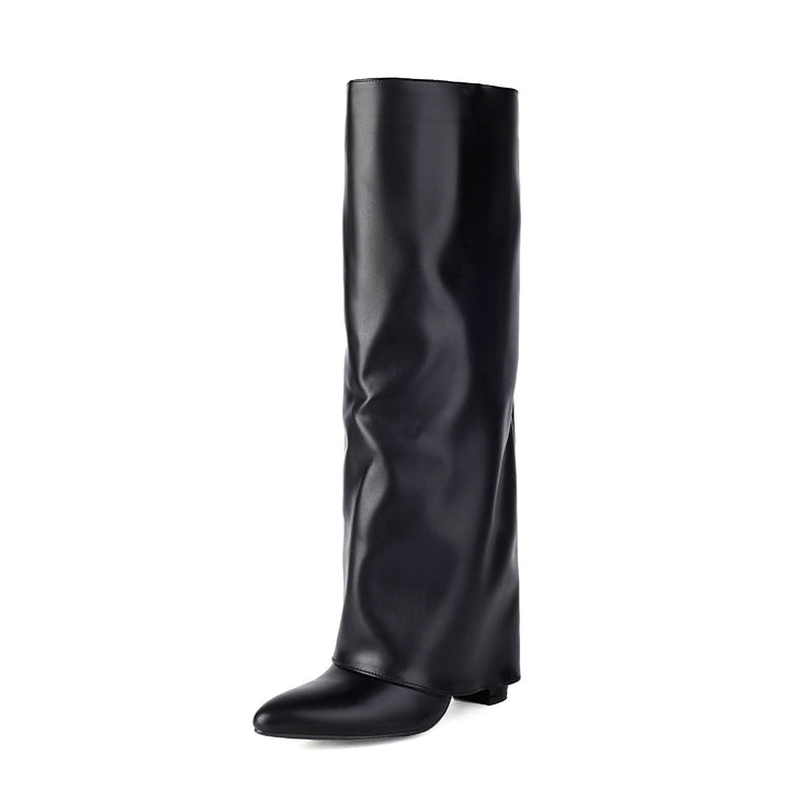 Yvette dameslaarzen: slank design, spitse neus en brede schacht voor een elegante look. Perfecte herfstmode.