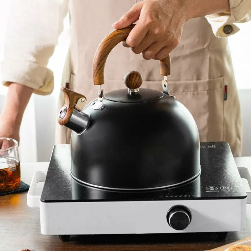 RVS fluitketel voor stijlvol koken; geschikt voor gas, elektrisch en inductie fornuis.