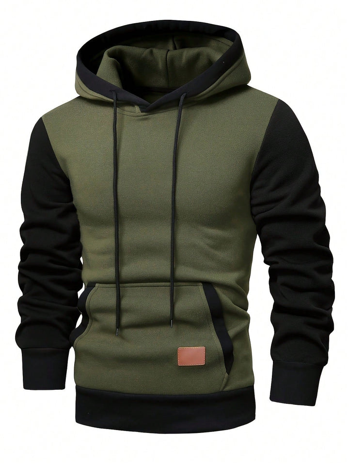 Comfortabele heren trui, casual hoodie met moderne kleurenblokken; ideaal voor dagelijks gebruik.