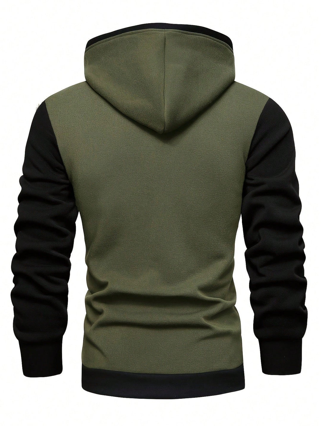 Grijze heren hoodie met groene kleurenblokken, sportieve en comfortabele trui voor mannen.