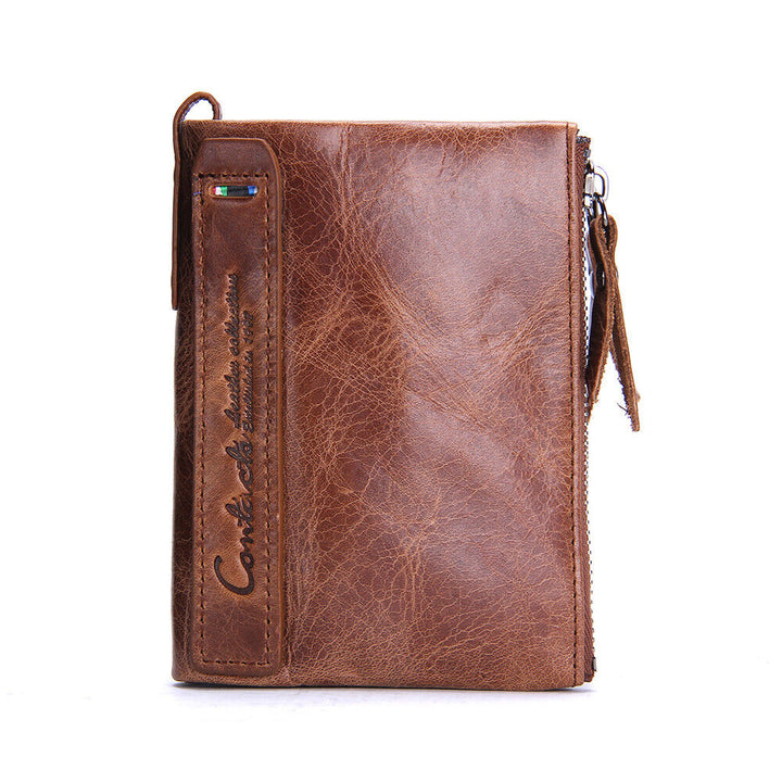 Felgroene dames portemonnee, compact en praktisch met dubbele ritssluiting voor pasjes.