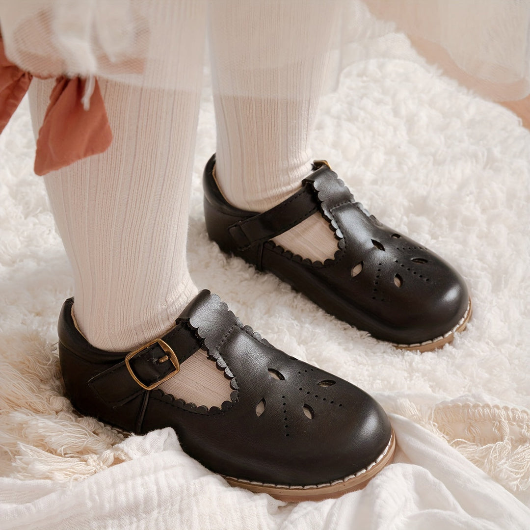 Sepia vintage meisjes platte schoenen, comfortabel met anti-slip zool en gesp, ideaal voor dagelijks gebruik.
