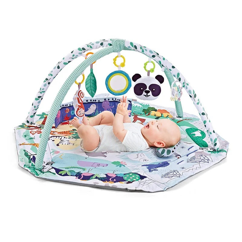 Wasbaar baby activiteit speelkleed met zachte speelmat, babygym en ballenbak functie voor plezierige speeltijd.