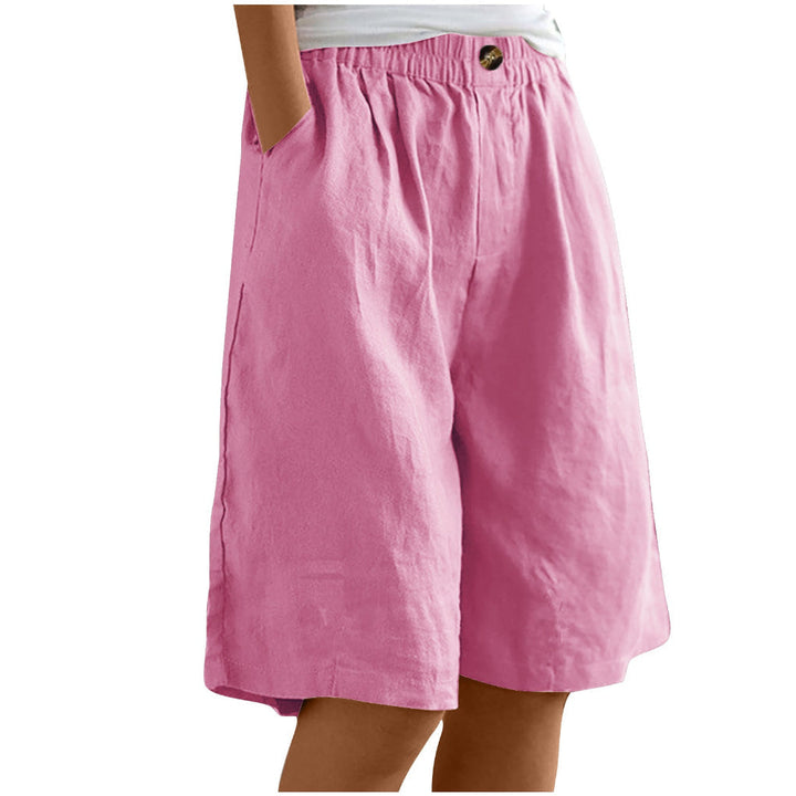 Damesshort CJ26, hoge taille, losse pasvorm, katoen linnen. Comfortabel voor zomerkleding en strand.
