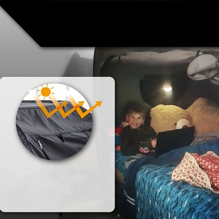 Opvouwbaar tentbed CozyNest, perfecte slaaptent voor privacy en comfort, of het nu binnen of buiten is.