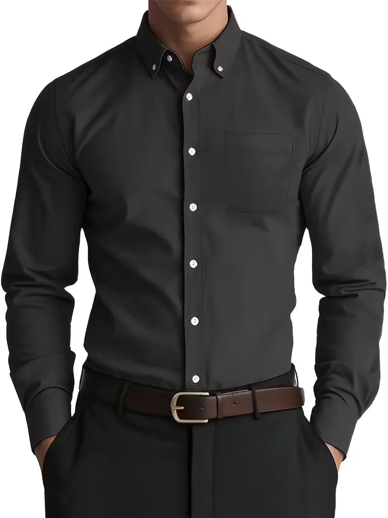 Frisse look: casual herenoverhemd, mandarin kraag, lange mouwen, regular fit, lente klaar.