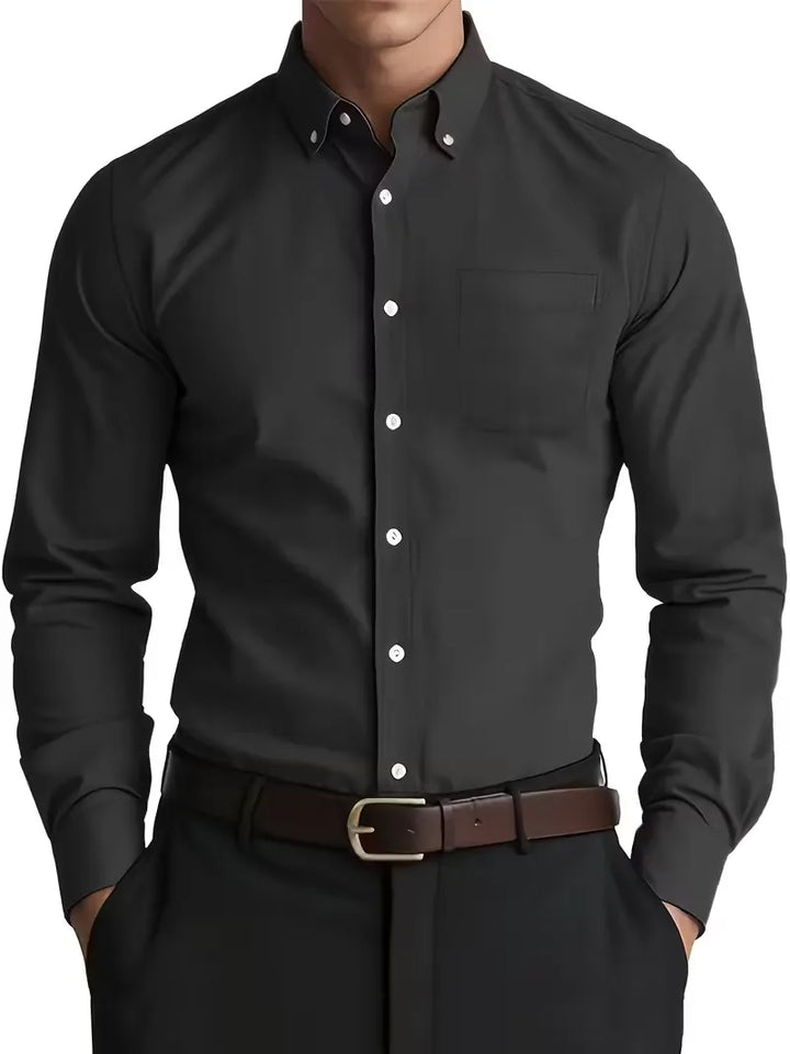 Frisse look: casual herenoverhemd, mandarin kraag, lange mouwen, regular fit, lente klaar.