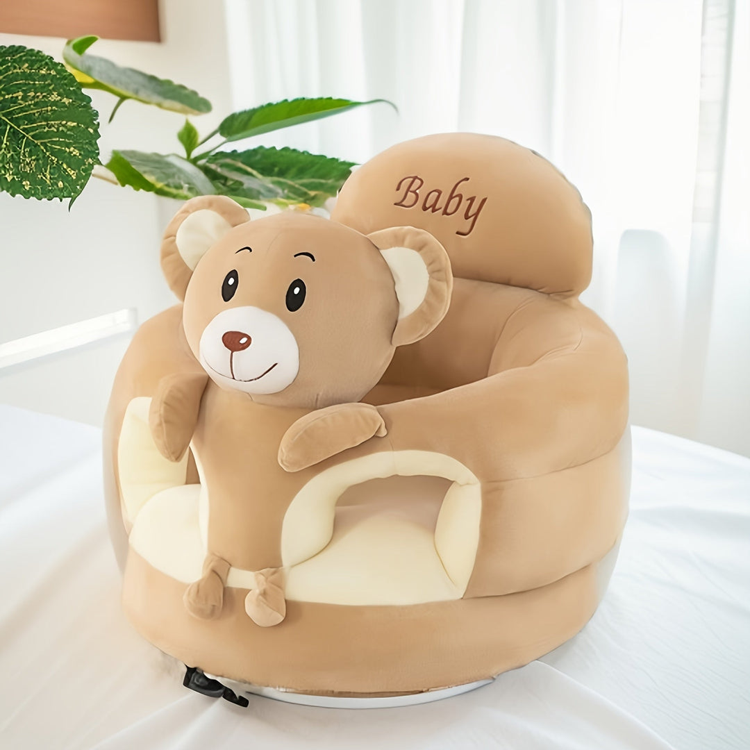 Leuke pluche vogel baby zitstoel, perfect als kraamcadeau; zacht, comfortabel en veilig voor baby's die leren zitten.