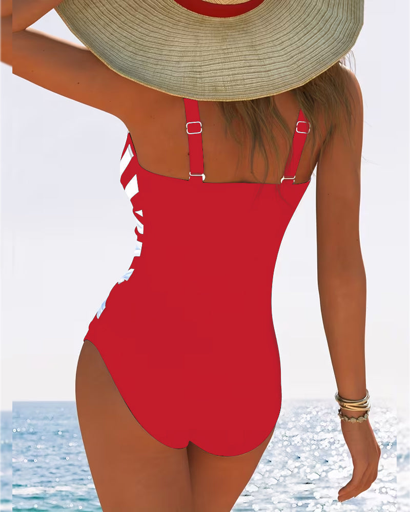 Flatterend damesbadpak met stijlvolle V-hals, zwemkleding voor een elegante look.