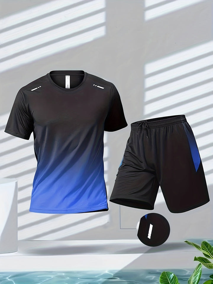 PowerMove heren ademende sportset. Een complete fitness en trainingskleding set met T-shirt en shorts voor prestatie.