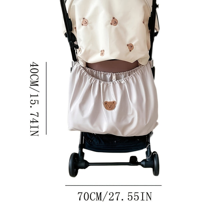 Stijlvolle zwarte kinderwagen organizer tas, essentieel accessoire voor het georganiseerd houden van babyspullen, alle seizoenen.