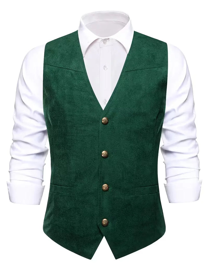 Elegant heren gilet, V-hals, knoopsluiting, past bij diverse kostuums.