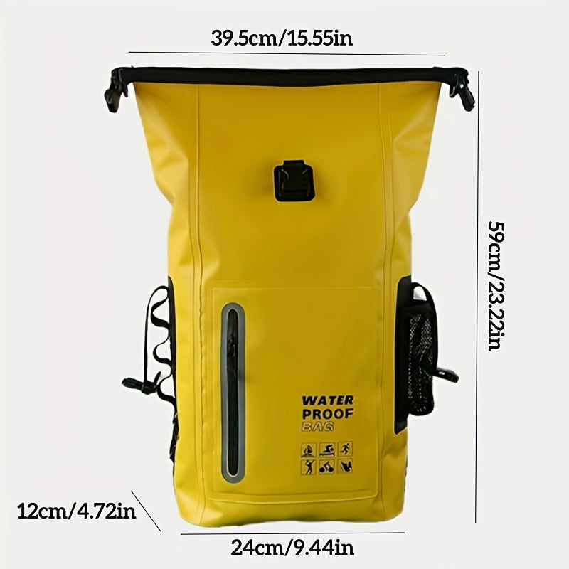Veelzijdige 25L waterdichte wandeldagrugzak met roll-top sluiting, perfect voor outdoor.