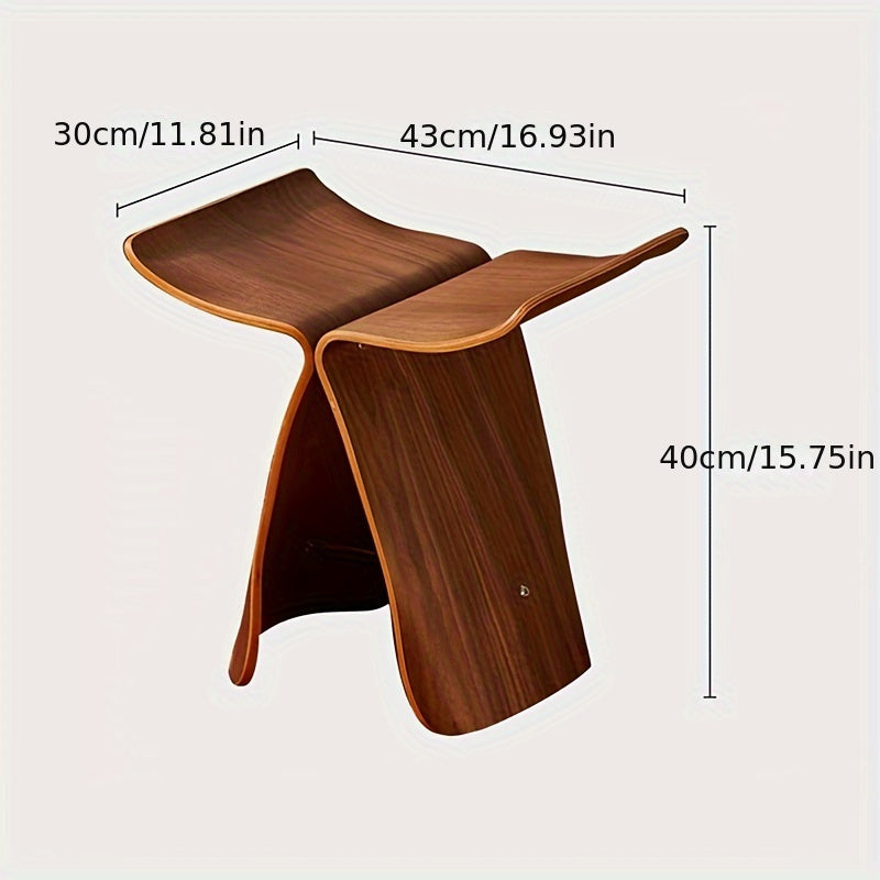Elegante okkernoot vlinderkruk, houten designkruk die past in woonkamer en entree.
