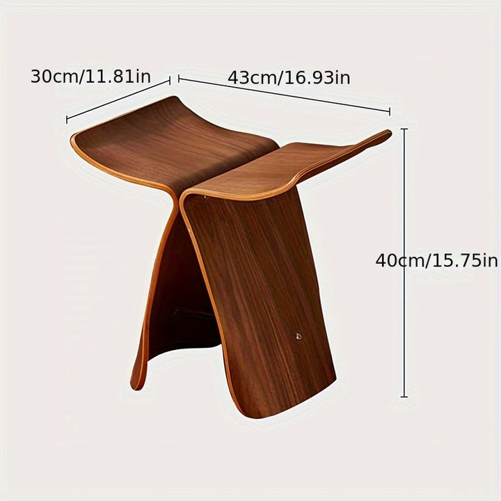 Elegante okkernoot vlinderkruk, houten designkruk die past in woonkamer en entree.