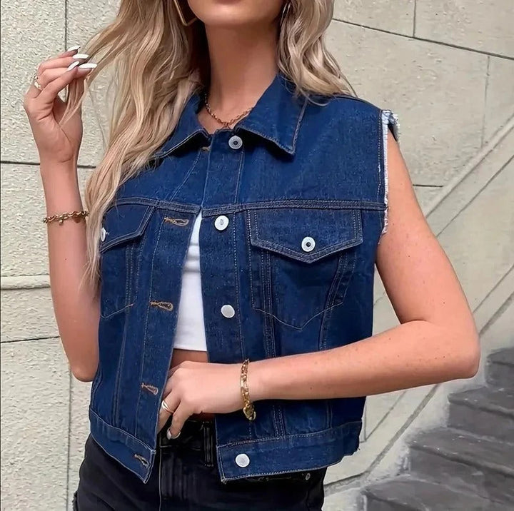 Modieus mouwloos vest voor dames met handige zakken, perfect als comfortabele toplaag voor elk seizoen.