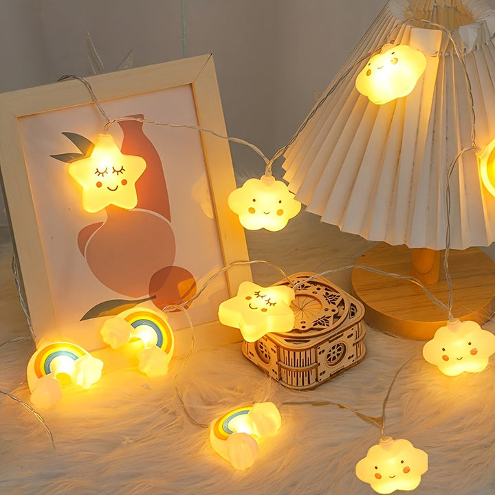 Vrolijke LED regenboog decoratie string lights; ideaal als feest- of kinderkamer verlichting.