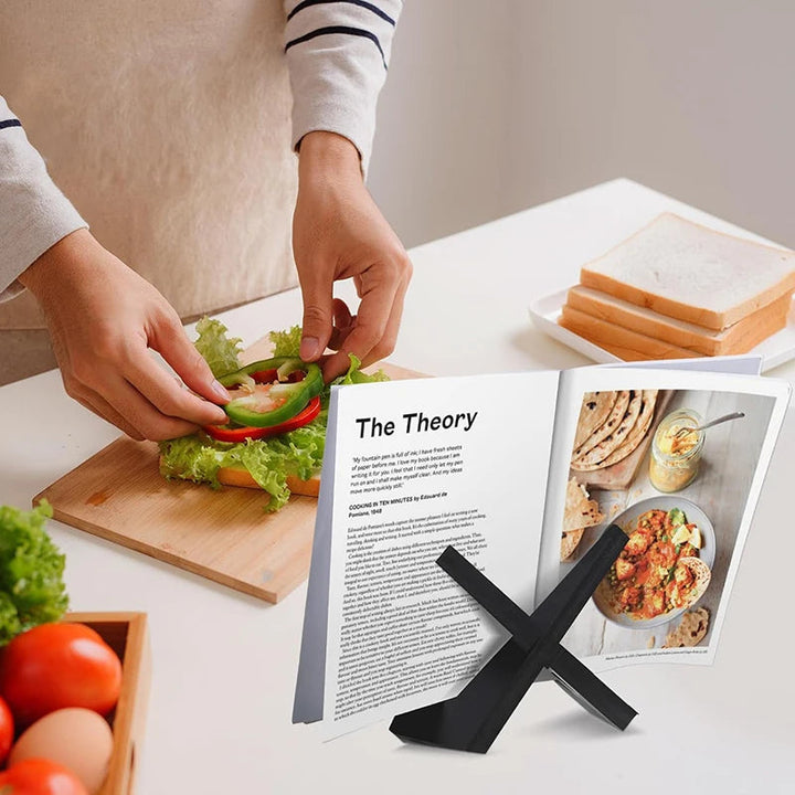 Houten tabletstandaard en kookboekhouder, multifunctioneel voor digitale recepten of traditionele kookboeken.
