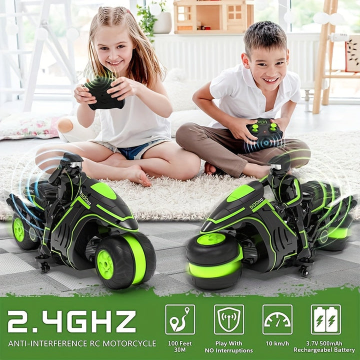 Spannende op afstand bestuurbare stuntmotor voor kinderen, maakt spectaculaire 360° draaiende stunts, vol actie en plezier.