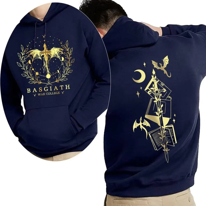 Fourth Wing Basgiath War College hoodie met uniek logo. Unisex casual kleding voor boekfans collectie.