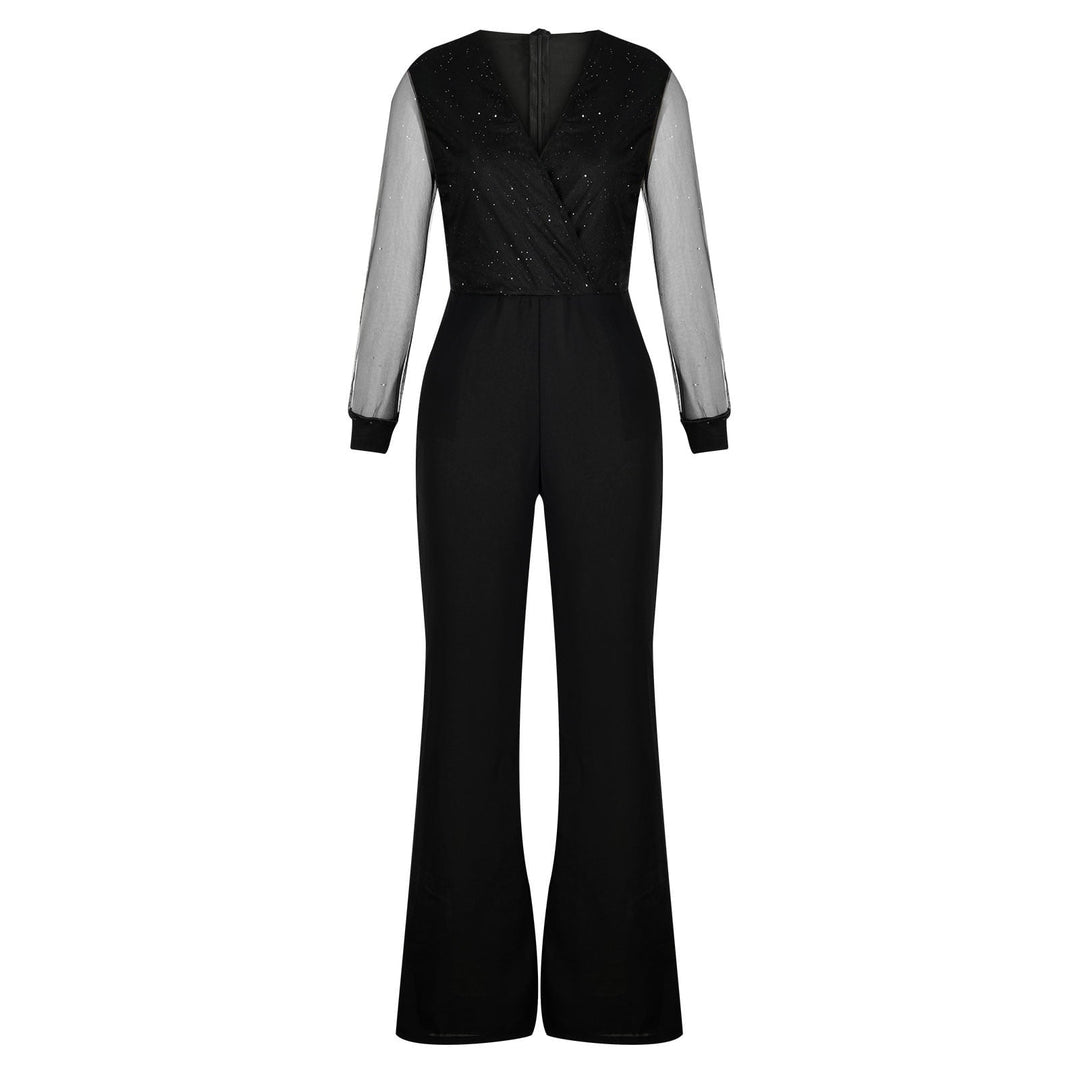 Comfortabele zwarte vrijetijds jumpsuit voor dames. Ontspannen stijl van Hoymans kleding.